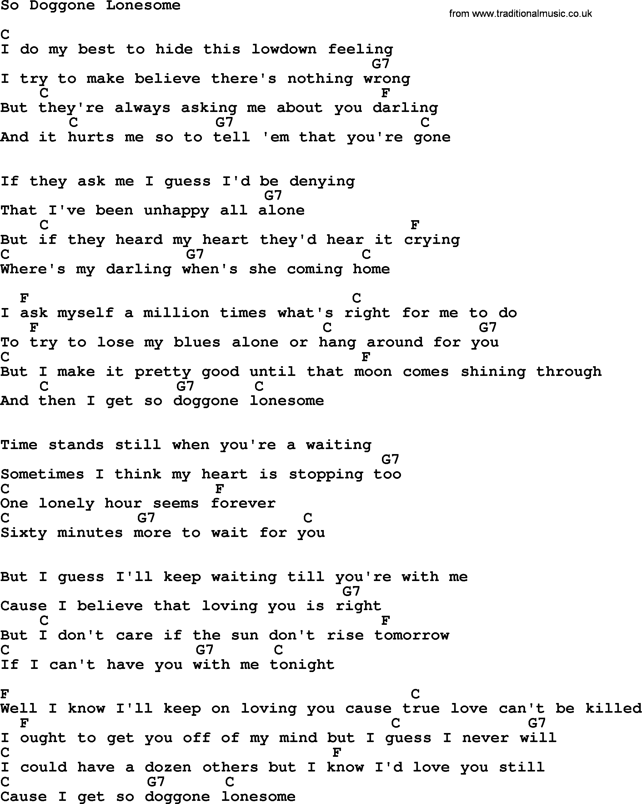Wagon Wheel Chords Johnny Cash Song So Doggone Lonesome Lyrics And Chords