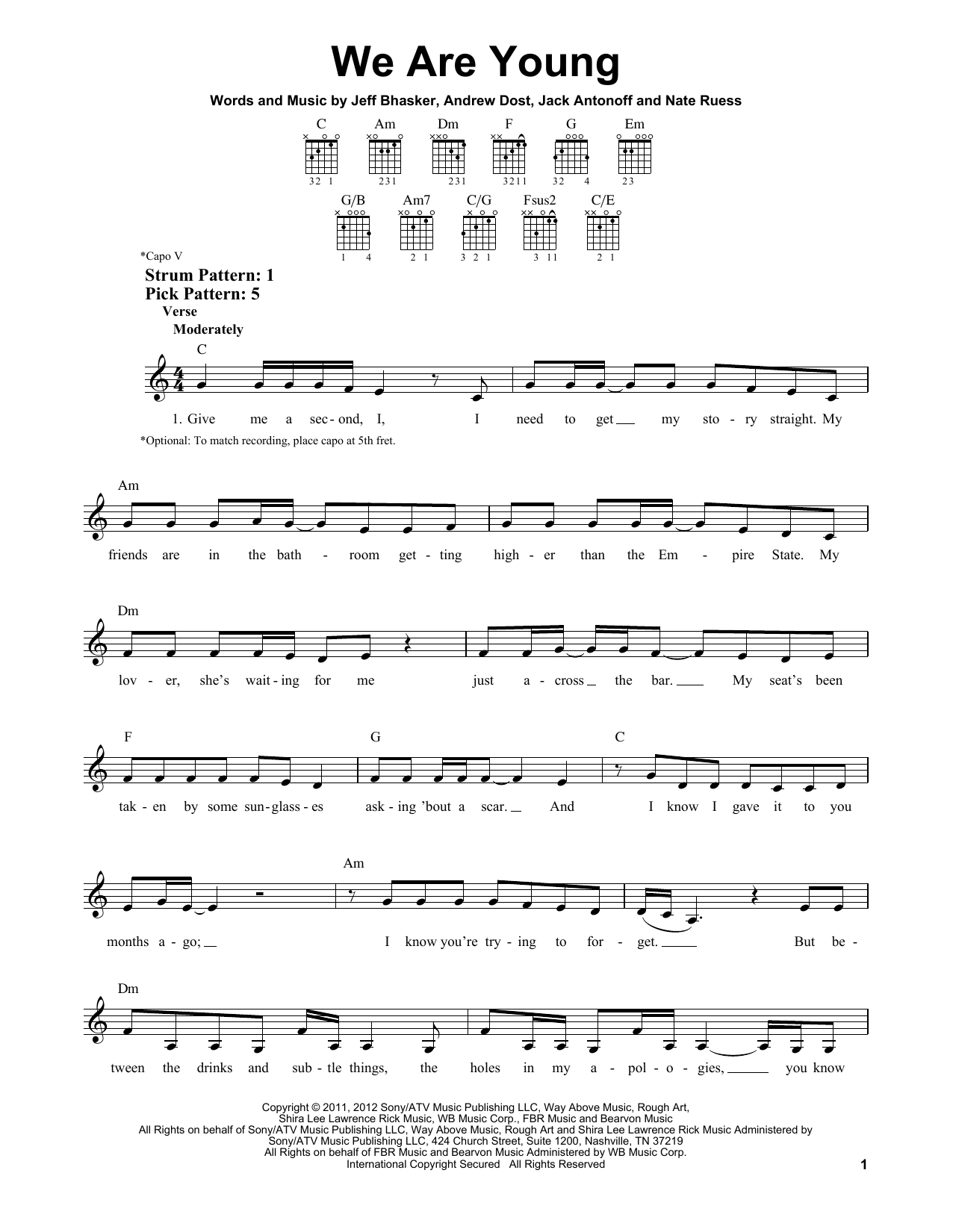 We Are Young Chords Fun We Are Young Feat Janelle Monae Sheet Music Notes Chords Download Printable Drums Sku 185669