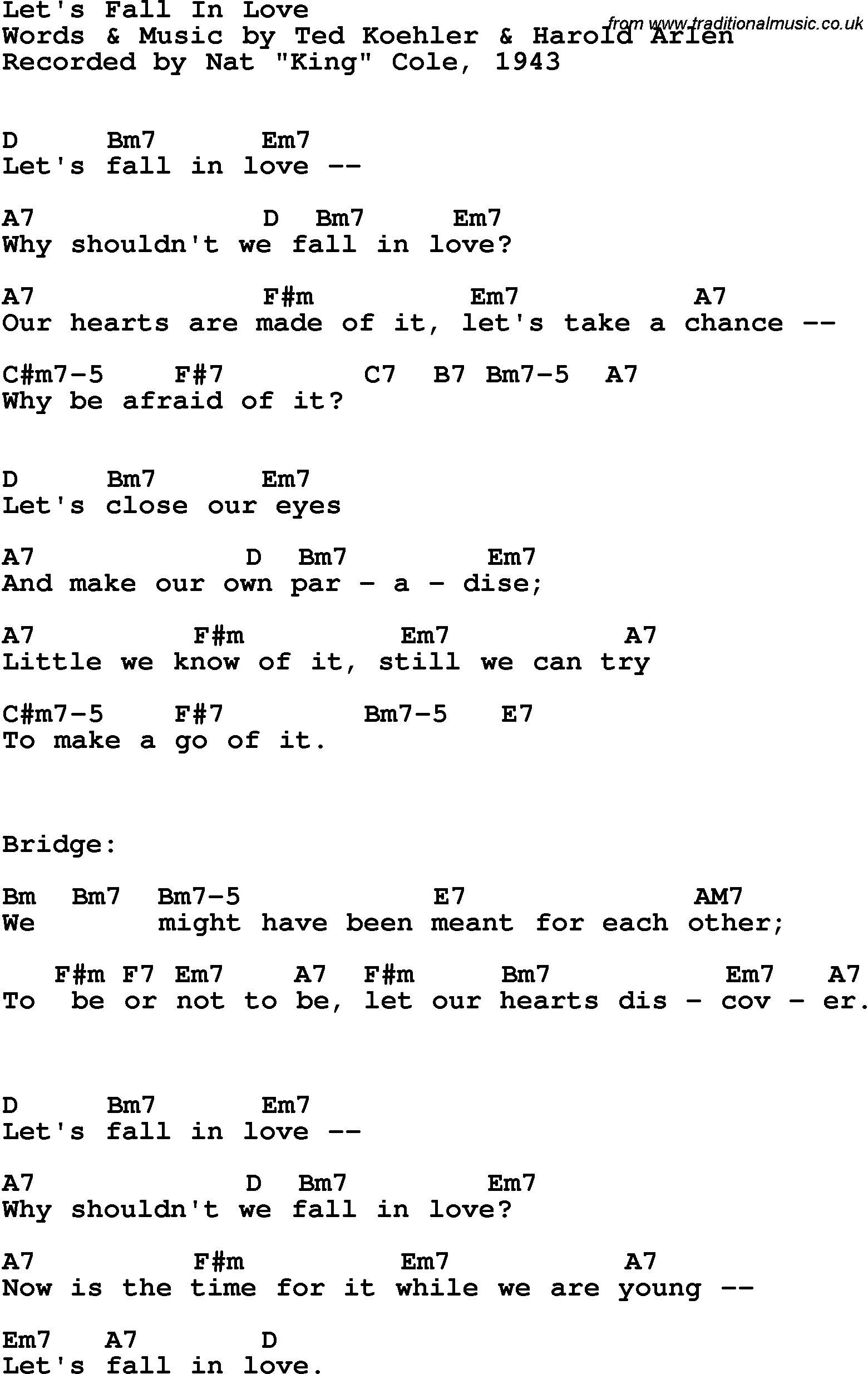 We Are Young Chords Song Lyrics With Guitar Chords For Lets Fall In Love Nat King