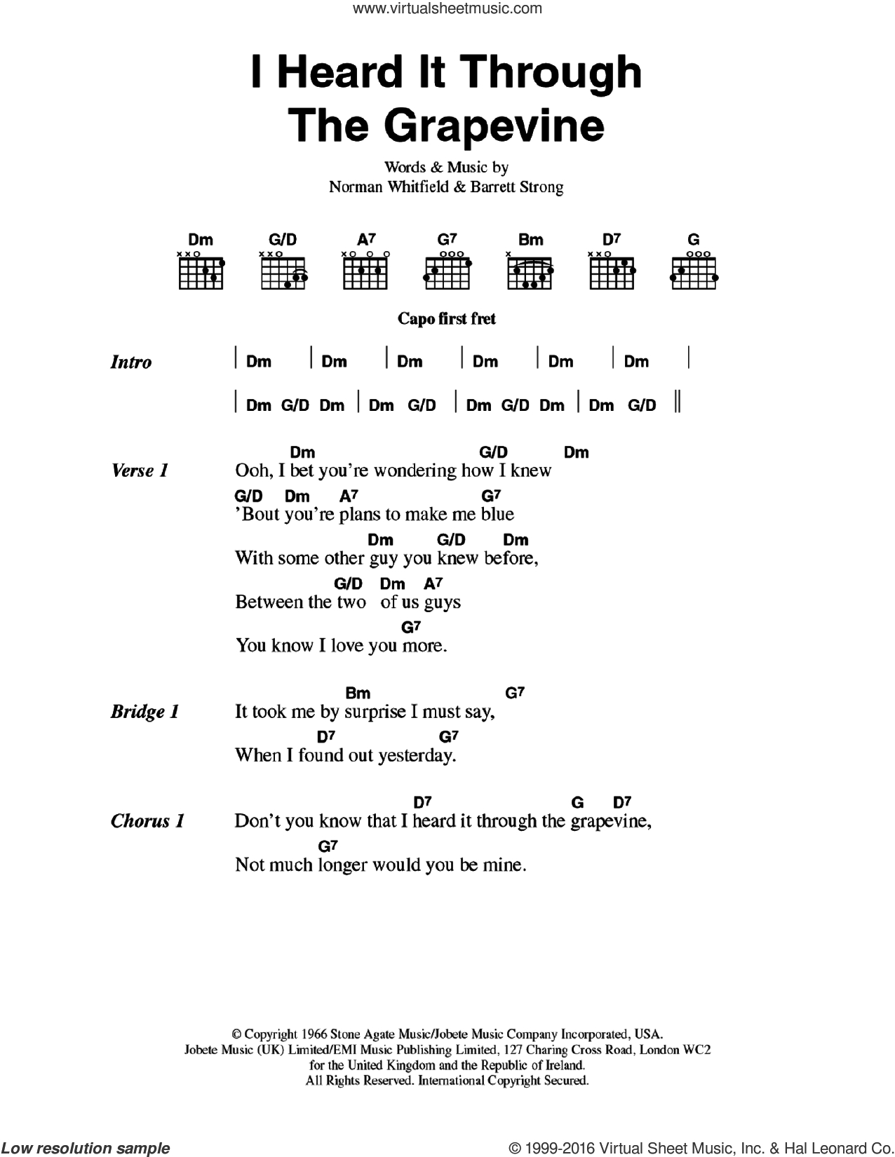 What's Going On Chords Gaye I Heard It Through The Grapevine Sheet Music For Guitar Chords