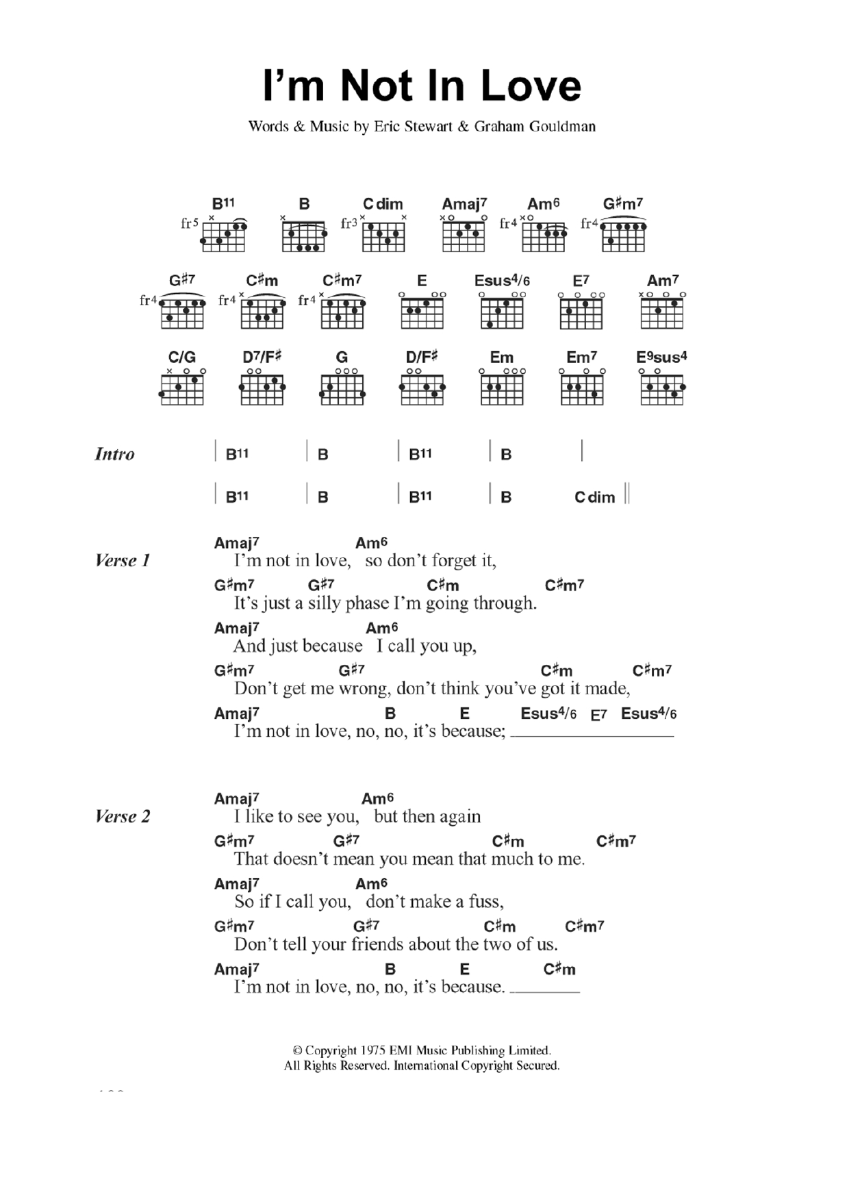 What's Going On Chords Im Not In Love 10cc Guitar Chordslyrics Guitar Instructor