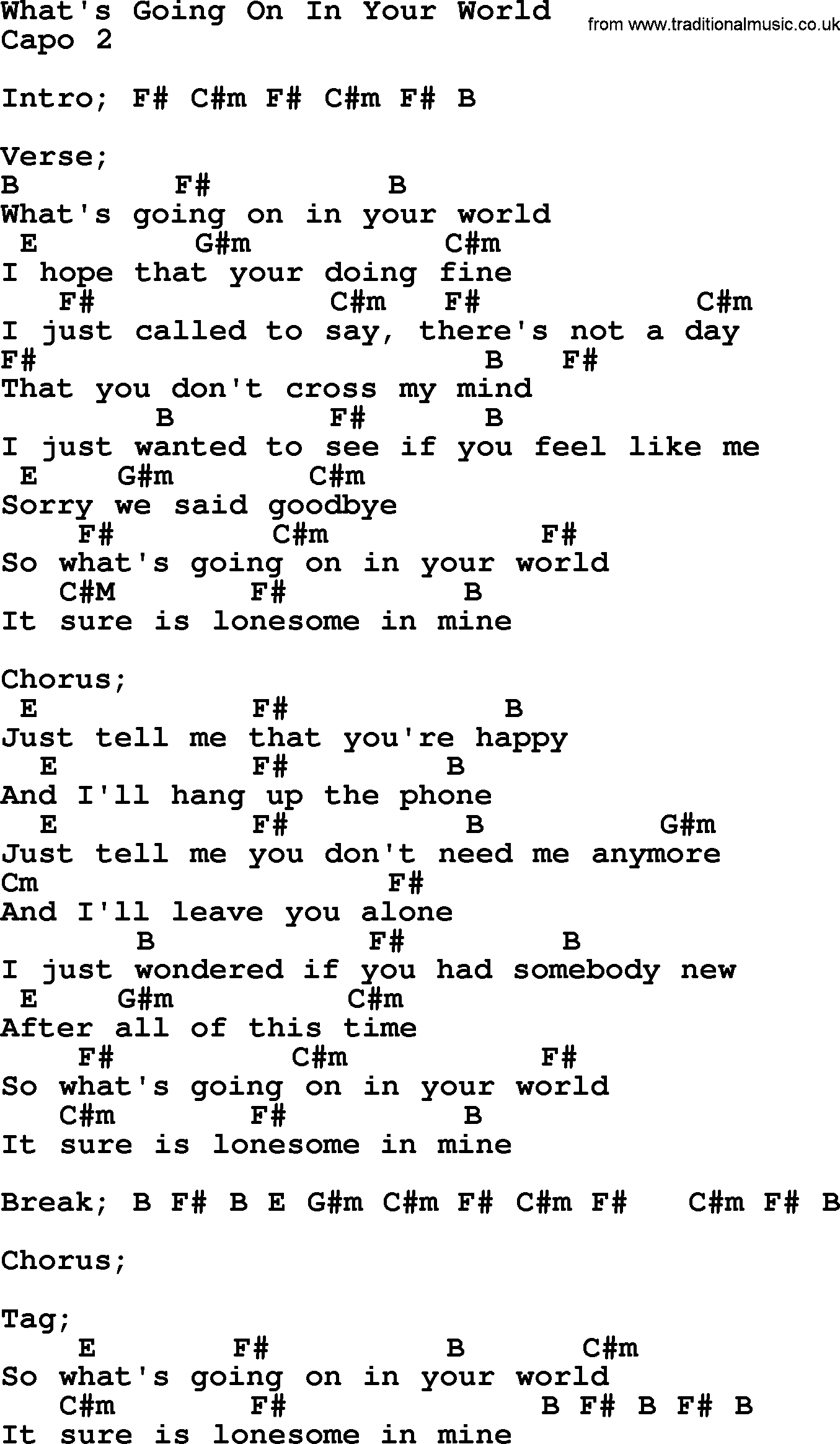 What's Going On Chords Whats Going On In Your World George Strait Lyrics And Chords
