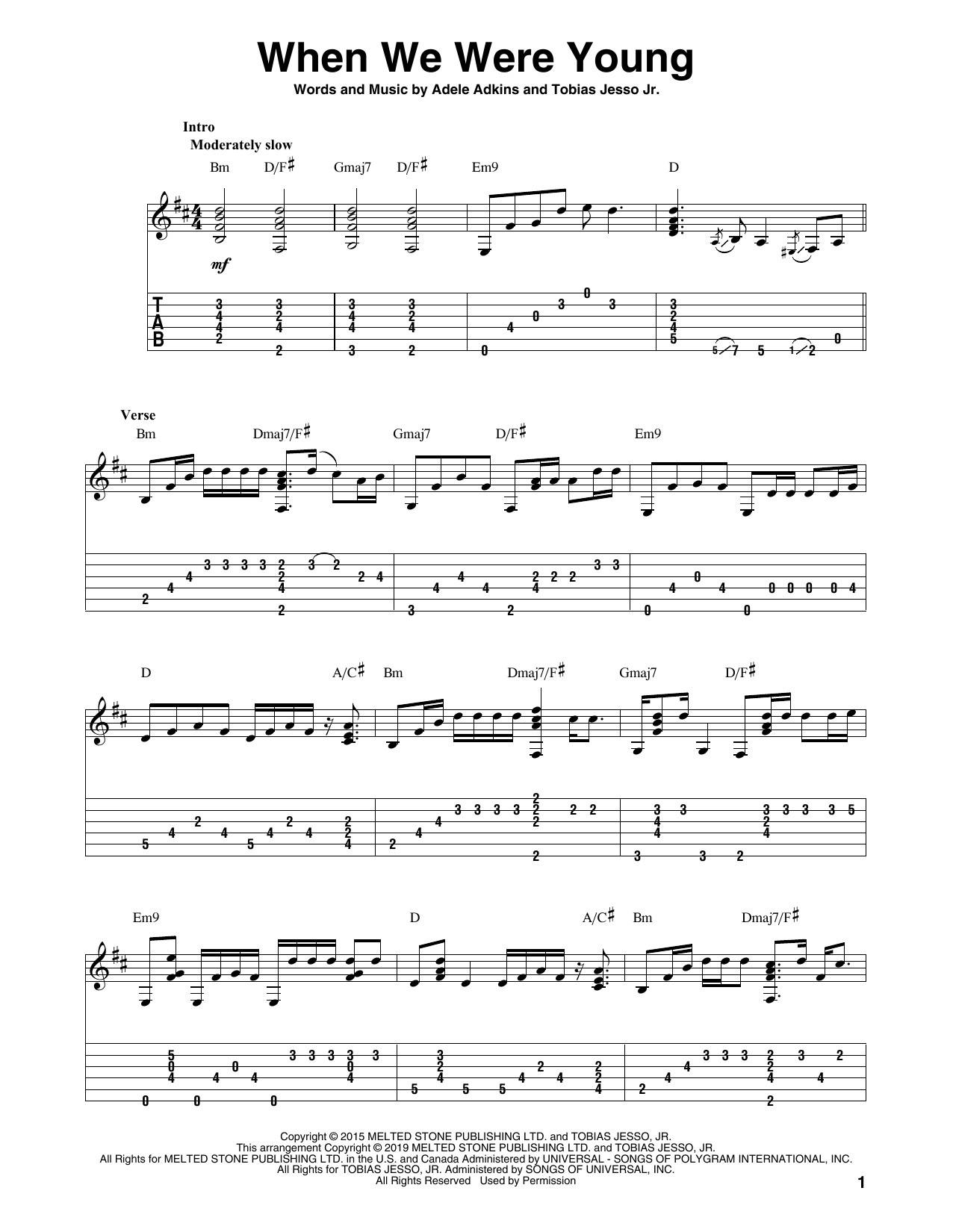 When We Were Young Chords Adele When We Were Young Sheet Music Notes Chords Download Printable Solo Guitar Tab Sku 414582