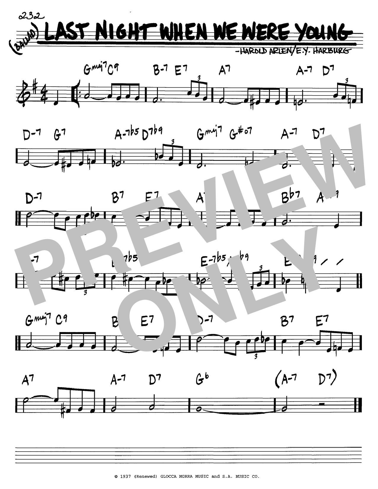 When We Were Young Chords Last Night When We Were Young Ey Harburg Real Book Melody Lyrics Chords C Instruments Digital Sheet Music