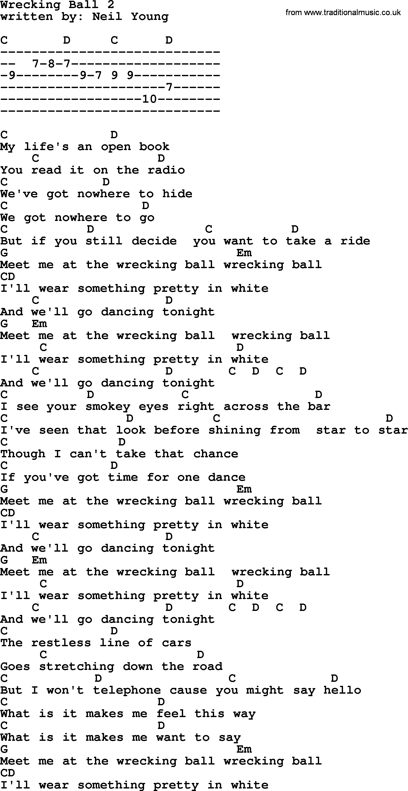 Wrecking Ball Chords Emmylou Harris Song Wrecking Ball 2 Lyrics And Chords