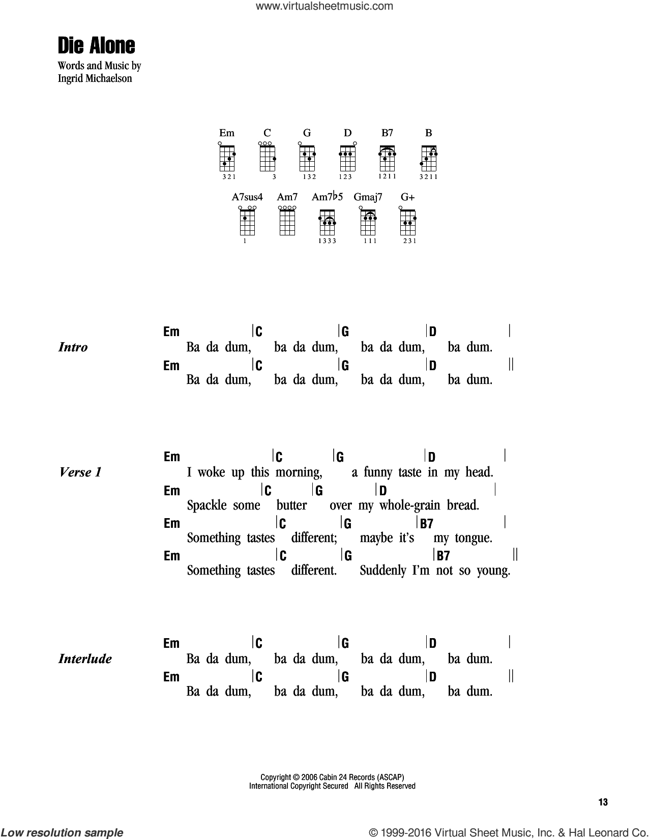 You And I Chords Michaelson Die Alone Sheet Music For Ukulele Chords Pdf