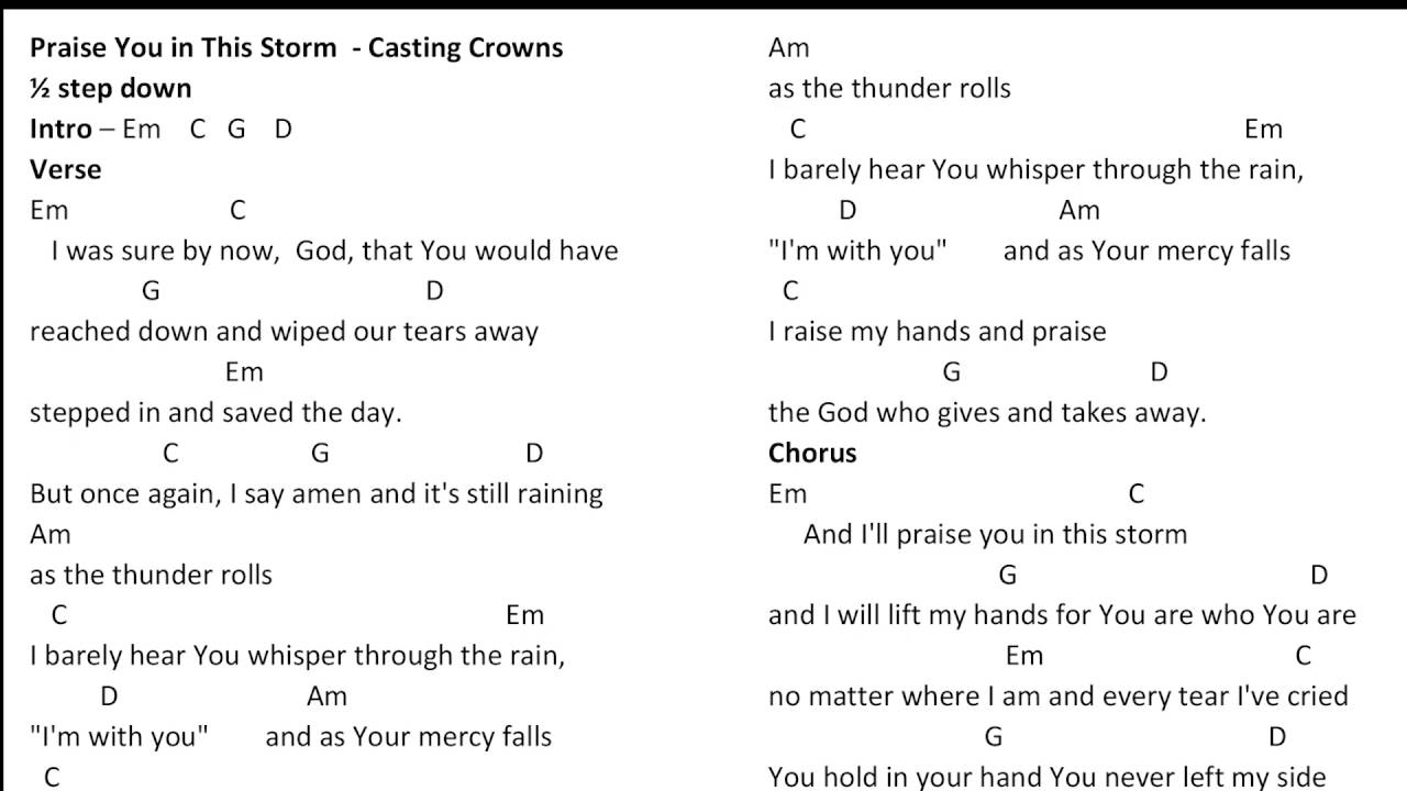 You And I Chords Praise You In This Storm Casting Crowns 12 Step Down Chords