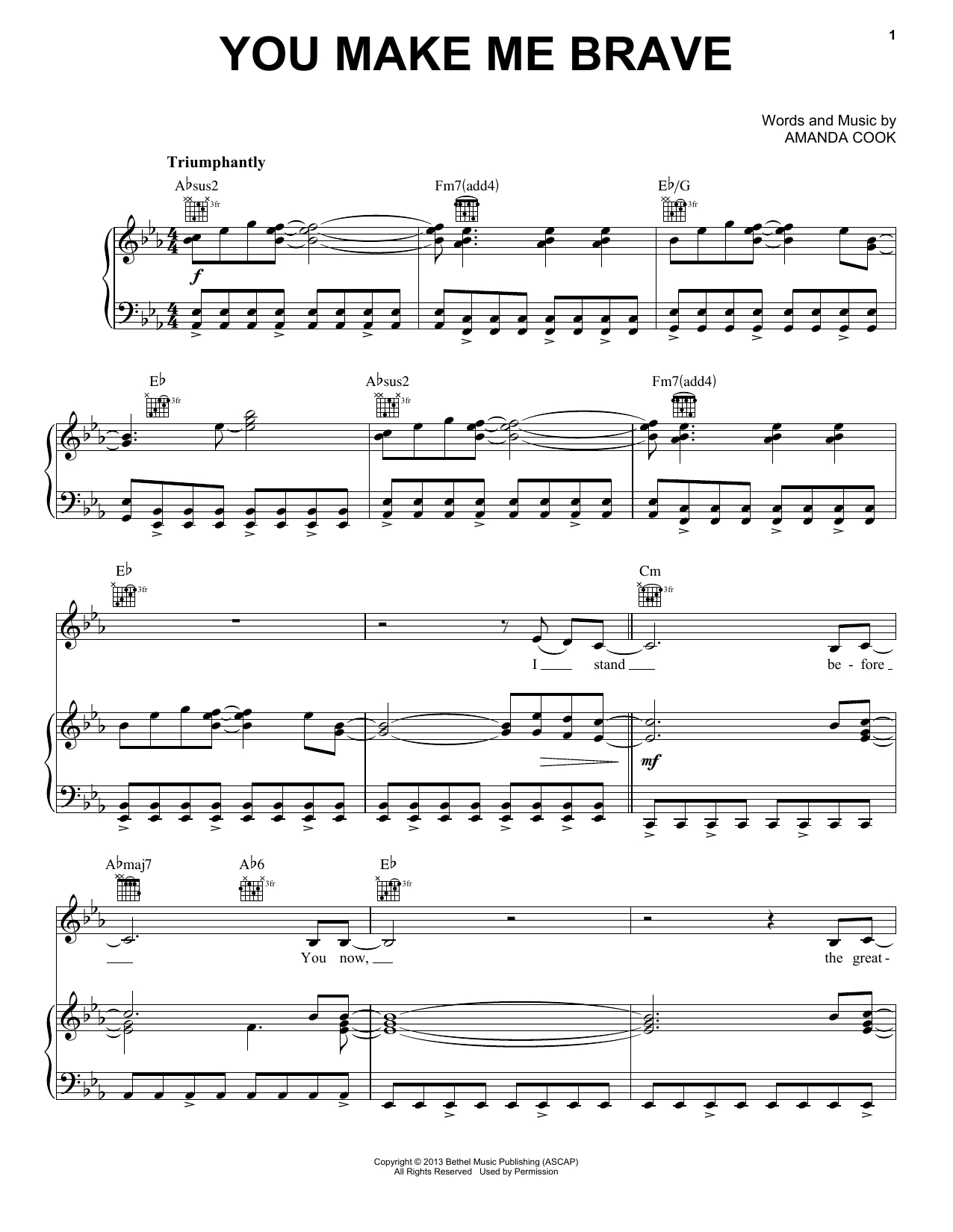 You Make Me Brave Chords Bethel Music You Make Me Brave Sheet Music Notes Chords Download Printable Piano Vocal Guitar Right Hand Melody Sku 403054