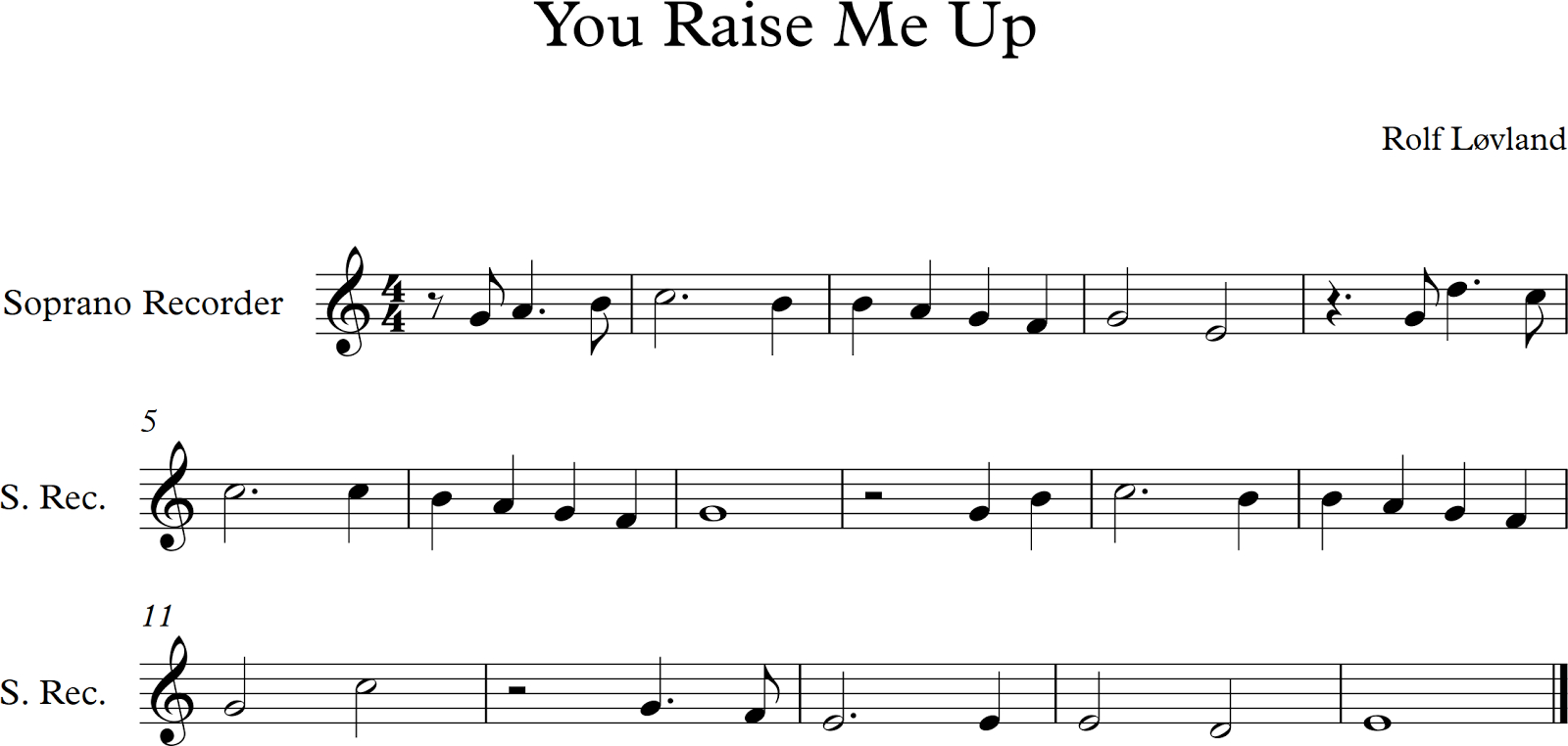 You Raise Me Up Chords Ptps Music You Raise Me Up Recorder Part Chorus