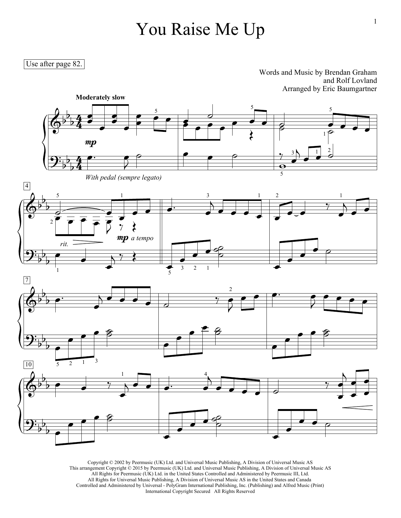 You Raise Me Up Chords You Raise Me Up Educational Piano Print Sheet Music Now