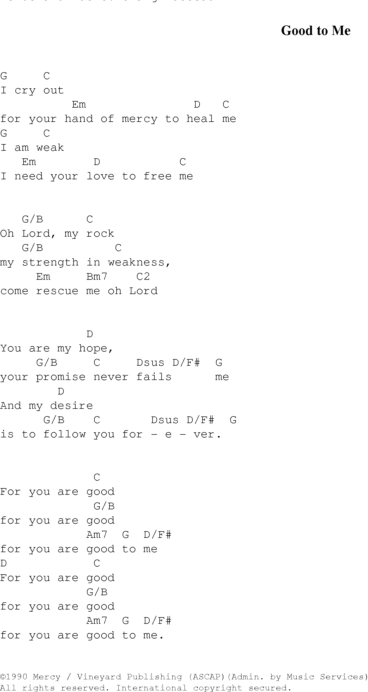 Your Love Never Fails Chords Good To Me Christian Gospel Song Lyrics And Chords