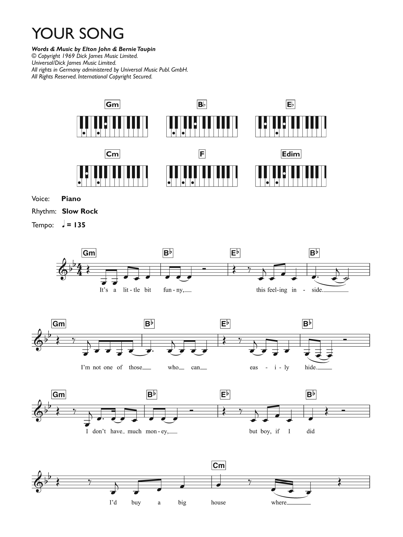 Your Song Chords Your Song Ellie Goulding Piano Vocal Guitar Right Hand Melody Digital Sheet Music