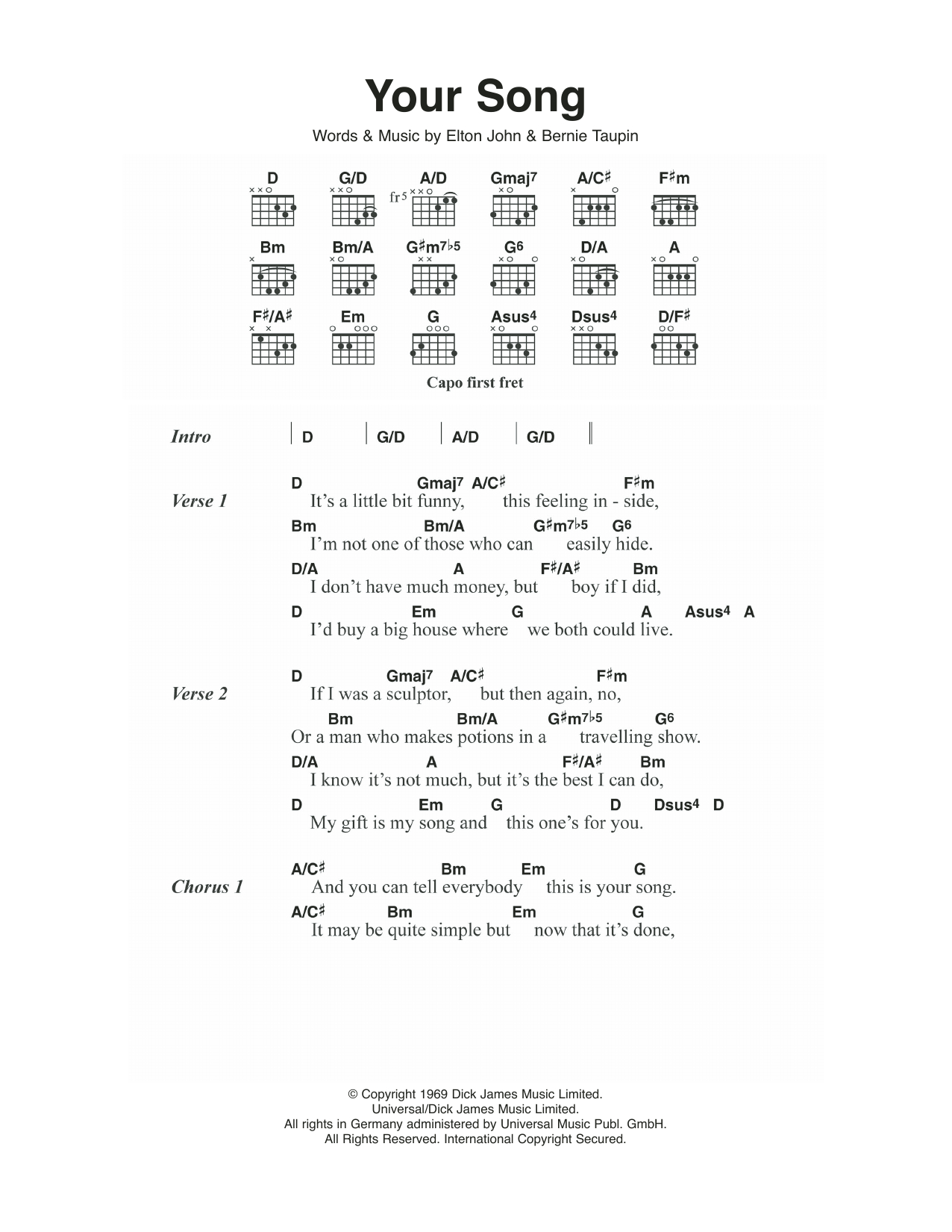 Your Song Chords Your Song Elton John Piano Vocal Guitar Right Hand Melody Digital Sheet Music